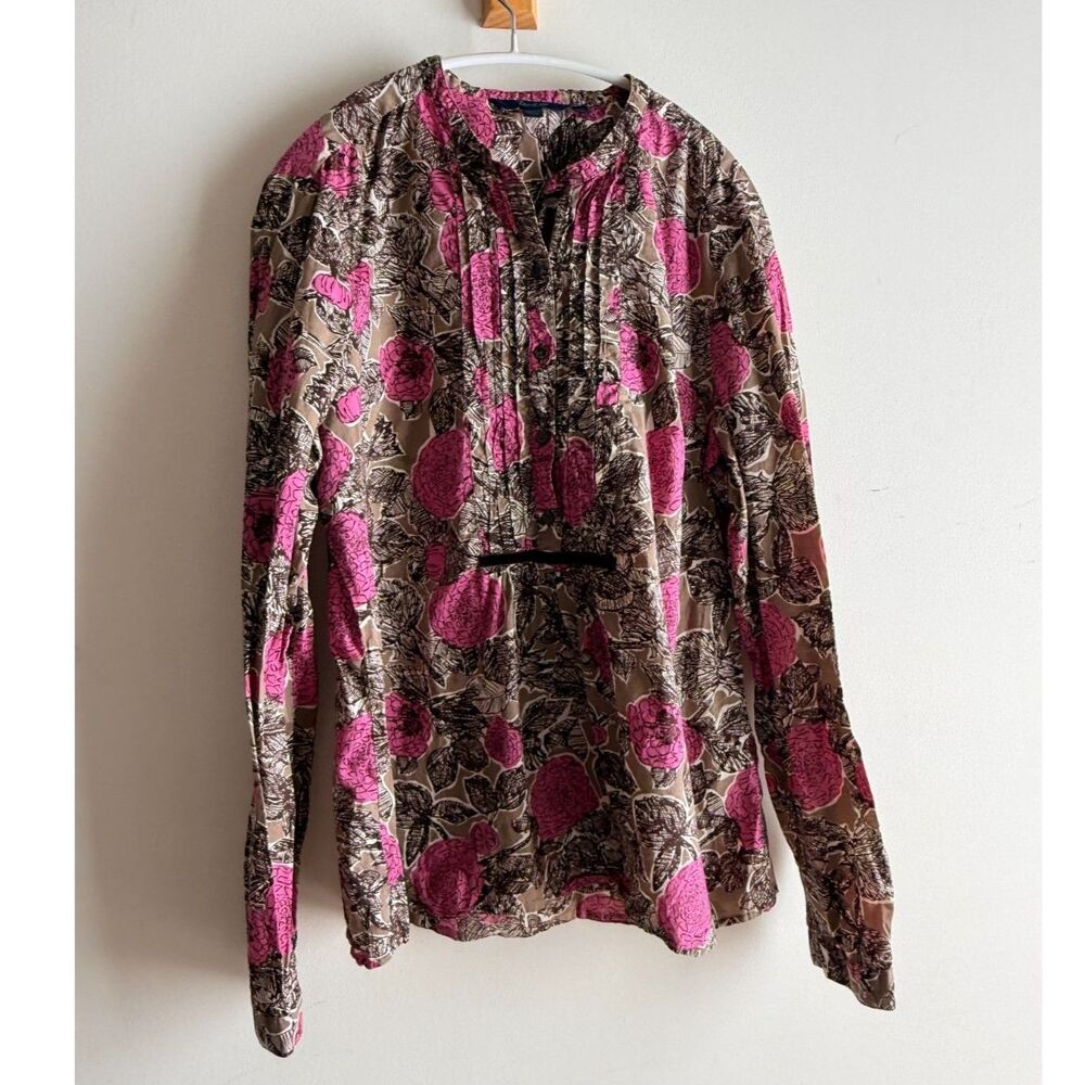 Boden Pink & Brown retro style floral blouse - US 14